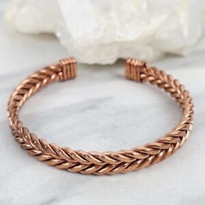 Handmade Copper Bracelet Bangle Cuff Women Men Jewelry Woven Braid Artisan